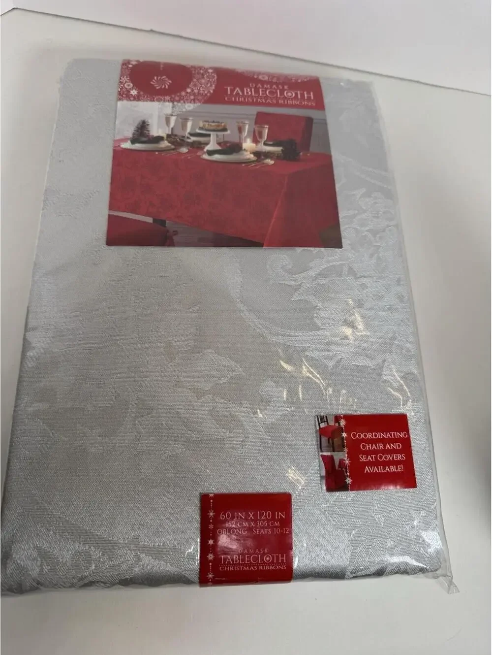 Damask Silver Tablecloth Oblong 60